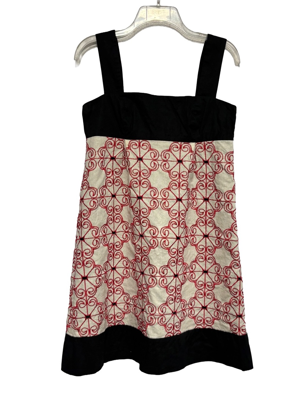 Adrianna Papell Linen Blend Retro Indie Mod Geometric Sun Dress Size 8